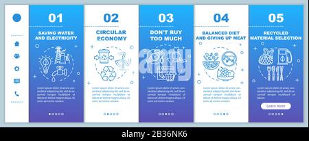 Responsible consumptiononboarding vector template. Recycle and ecology. Consumerism and consupmtion. Responsive mobile website with icons. Webpage Stock Vector