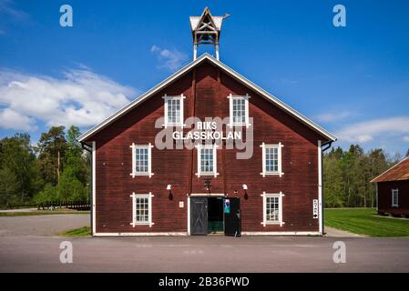 Sweden, Southeast Sweden, Glasriket, Kingdom of Glass historical glass making region, Nybro, Pukeberg Glasbruk, Swedish School of Glass, exterior Stock Photo