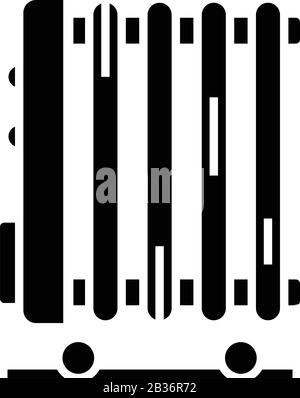 Portable heater black icon, concept illustration, vector flat symbol, glyph sign. Stock Vector