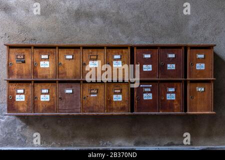 France, Puy de Dome, Clermont Ferrand, old mailboxes Stock Photo