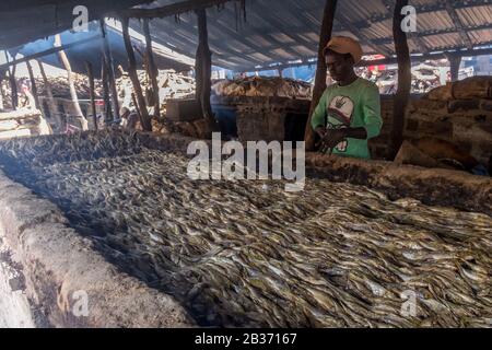 Senegal, Casamance, Kafountine, smoking fish Stock Photo