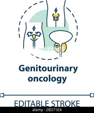Genitourinary oncology concept icon. Human reproductive system disorder. Cancer awareness. Health care idea thin line illustration. Vector isolated Stock Vector