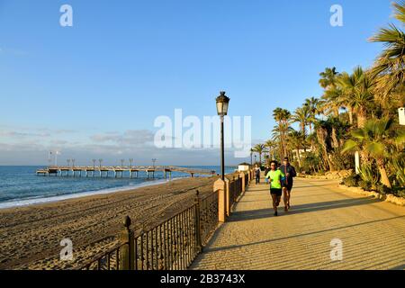 Spain, Andalusia, Costa del Sol, Malaga Province, Marbella, seafront along the beach Stock Photo