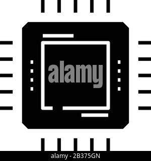Processor black icon, concept illustration, vector flat symbol, glyph sign. Stock Vector