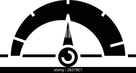 Pressure meter black icon, concept illustration, vector flat symbol, glyph sign. Stock Vector