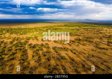 Kenya, landscape around the lake Magadi, Rift valley (aerial view) Stock Photo