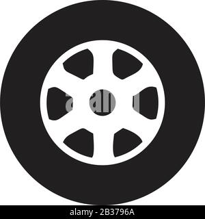 Tire Wheel icon template black color editable. Tire Wheel icon symbol Flat vector illustration for graphic and web design. Stock Vector