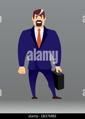 Businessman in a suit with a Briefcase . Character design. Stock Vector