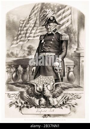 Major General Winfield Scott (1786-1866), United States Army, portrait print by Robert Walter Weir, 1861 Stock Photo