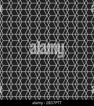 Seamless linear pattern with white line and black background. Abstract geometric texture design. Stock Vector