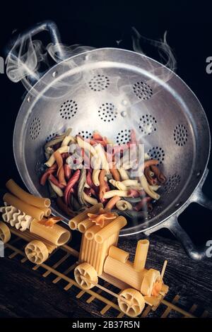 Pasta Train composition - close up Stock Photo