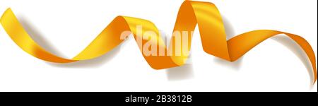 Realistic golden ribbon with shadows isolated on white. Decoration for gift boxes, design element vector Stock Vector