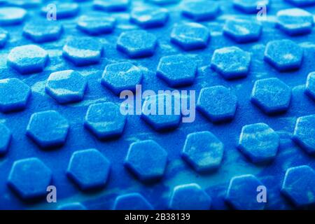Abstract blue texture with hexagonal cells the Entire screen as the background. Conceptual texture in the hexagon pattern Hades. Macro Stock Photo