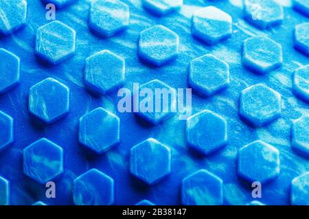 Abstract blue texture with hexagonal cells the Entire screen as the background. Conceptual texture in the hexagon pattern Hades. Macro Stock Photo