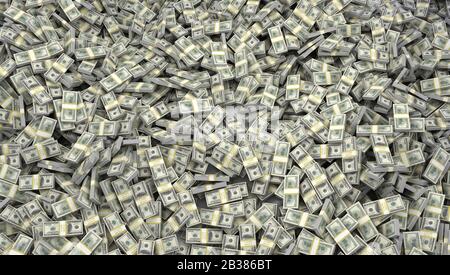 A pile of one hundred US banknotes. Cash of hundred dollar bills, dollar background image high resolution Stock Photo