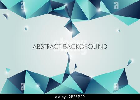Abstract blue gradient low polygon  background with copy space for text and message in the middle. Stock Vector