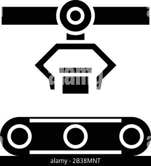 Plant bot black icon, concept illustration, vector flat symbol, glyph sign. Stock Vector