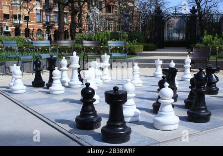 park with big chess figures Stock Photo