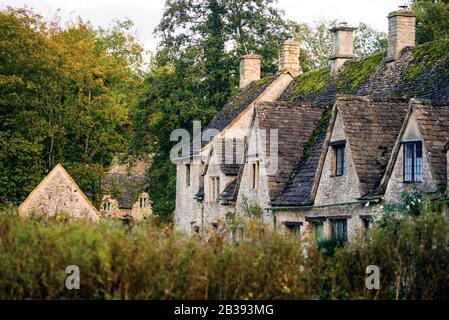 Arlington Row, 17th century stone cottages in Bibury, England, now a architectural conservation area. Stock Photo