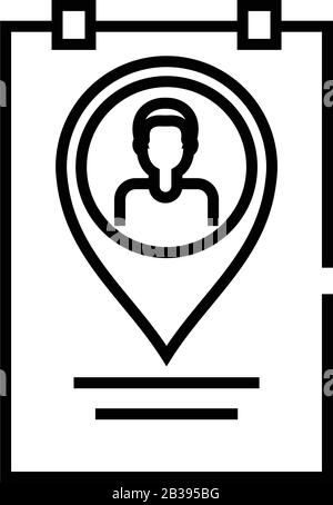 Worker location line icon, concept sign, outline vector illustration, linear symbol. Stock Vector