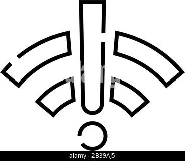 Wi fi not working line icon, concept sign, outline vector illustration, linear symbol. Stock Vector