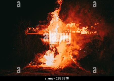 Bonfire Day also called Buergbrennen, a traditional event in Luxembourg Stock Photo