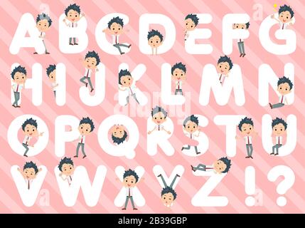 A set of school boy designed with alphabet.Characters with fun expressions pose various poses.It's vector art so it's easy to edit. Stock Vector