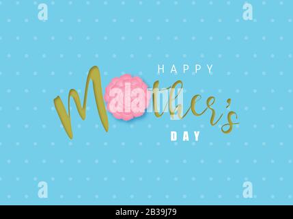 Creative Happy Mother's Day calligraphy with flower in paper cut style. Digital craft paper art. Design for banner, poster, backdrop, background, gree Stock Vector