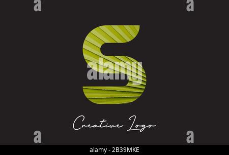S Letter Logo with Palm Tree Leaf Pattern Design Vector Illustration. Stock Vector