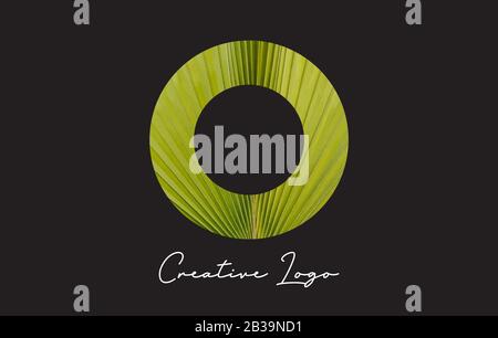 O Letter Logo with Palm Tree Leaf Pattern Design Vector Illustration. Stock Vector