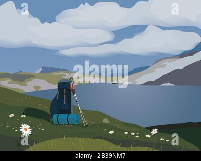 Green mountains valley Stock Vector