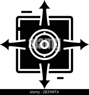 Multitasking black icon, concept illustration, vector flat symbol, glyph sign. Stock Vector