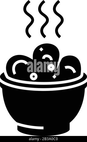Porridge black icon, concept illustration, vector flat symbol, glyph sign. Stock Vector