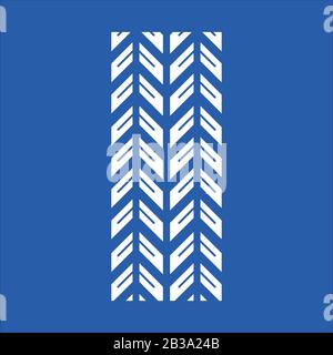Track marks RGB white icon. Detailed automobile, motorcycle tyre traces. Car winter wheel print. All-terrain vehicle tire trail. Isolated vector Stock Vector