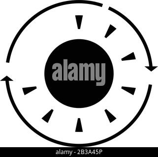 Product cycle black icon, concept illustration, vector flat symbol, glyph sign. Stock Vector