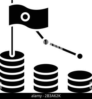 Profit decreasing black icon, concept illustration, vector flat symbol, glyph sign. Stock Vector