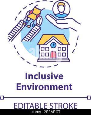 Inclusive environment concept icon. Support for students with special ...