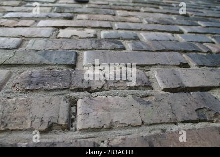 Retro brick wall old texture, great design for any purposes. Gray grunge texture. Stock photo forweb nd print, background and wallpaper with empty space for text. Stock Photo