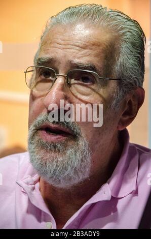 The theologian for the Brazilian liberation Frei Betto in an interview at  an Argentine university radio station Stock Photo - Alamy