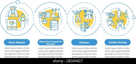 Mental disorders vector infographic template. Psychological diseases presentation design elements. Panic attacks. Data visualization, four steps Stock Vector