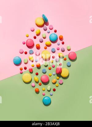 Macaroons with Colorful Candy Pieces Stock Photo