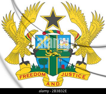 3D Ghana coat of arms. 3D Illustration. Stock Photo