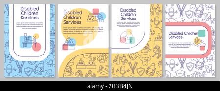 Disabled children services brochure template. Programs for handicapped. Flyer, booklet, leaflet print, cover design with linear icons. Vector layouts Stock Vector