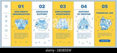 Inclusive education onboarding vector template. Non-profit organization. Advocate support. Financial aid. Responsive mobile website with icons Stock Vector