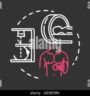 Radiation oncology chalk RGB color chalk RGB color concept icon. Diagnosis and treatment of cancer. Tumor therapy. Radiotherapy idea. Vector isolated Stock Vector