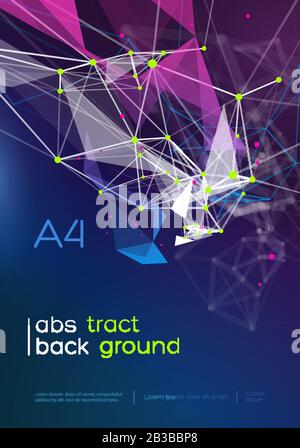3D Abstract Mesh Background with Circles, Lines and triangular Shapes Design Layout for Your Business Stock Vector