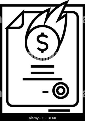 Urgent contract line icon, concept sign, outline vector illustration, linear symbol. Stock Vector