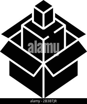 Multilayer package black icon, concept illustration, vector flat symbol, glyph sign. Stock Vector