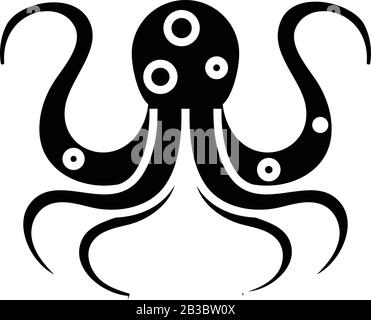 Octupus black icon, concept illustration, vector flat symbol, glyph sign. Stock Vector