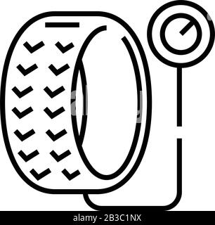 Tire inflation line icon, concept sign, outline vector illustration, linear symbol. Stock Vector